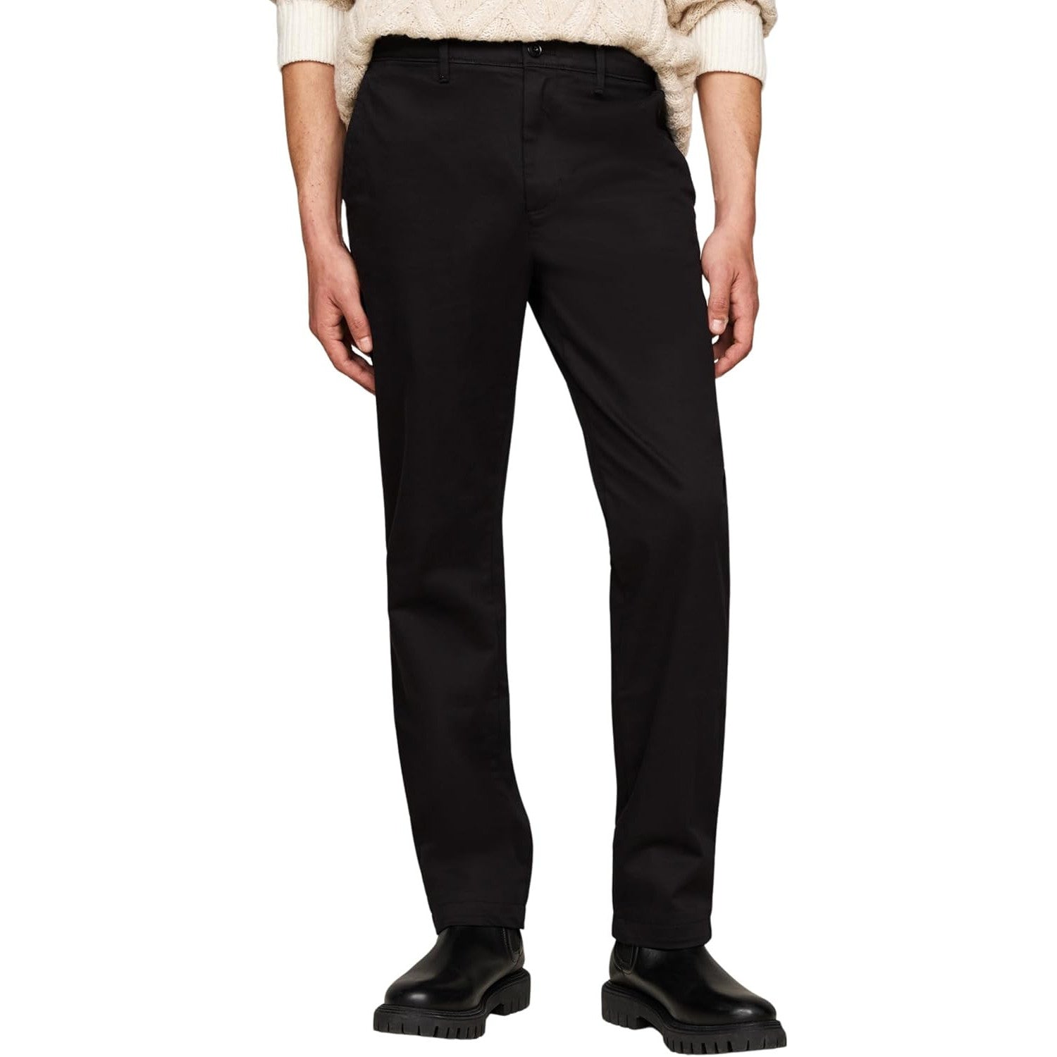 Tommy Hilfiger Men's Satin Chino Pants Black Classic Fit